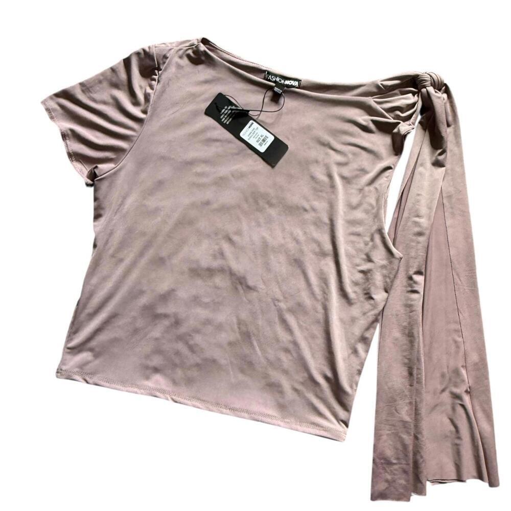 Fashion Nova Mauve One Shoulder Tie Detail Crop Top NWT Size L